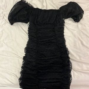 Black Dress with Ruched Lace